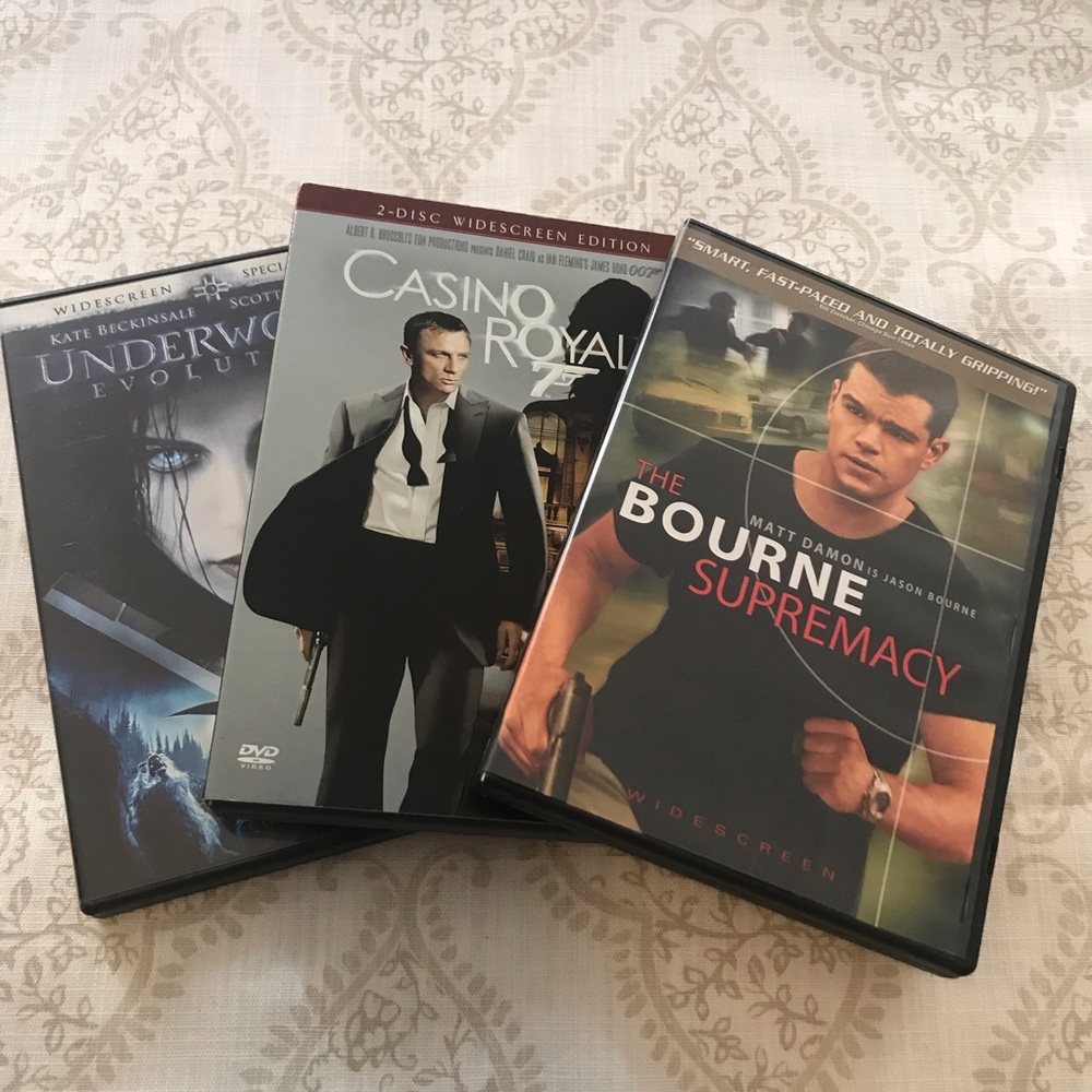 3 DVD Bourne Supremacy, Casino Royale, Underworld